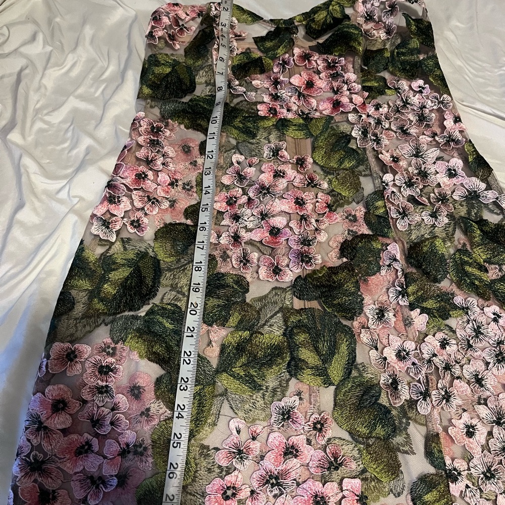 Floral Pink & Green Mesh Dress Overlay